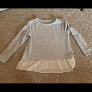 Loft large grey sweater with fabric embellishment